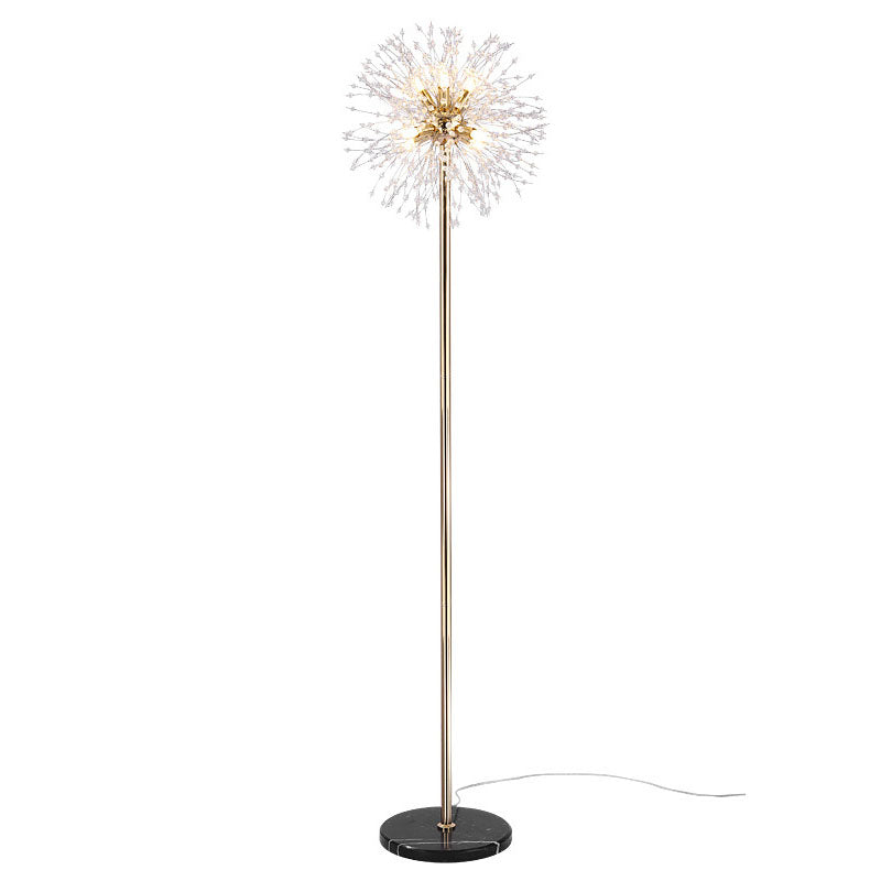 Modern Creative Dandelion Shade Crystal  Aluminum  Marble Base 8/9-Light Standing Floor Lamp
