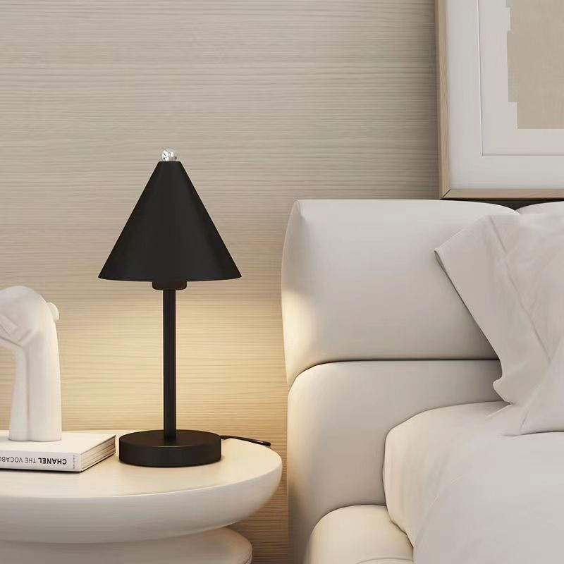 Modern Minimalist Iron PVC Cone 1-Light Table Lamp For Bedroom