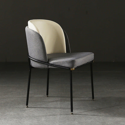 Traditional Vintage Square Faux Leather Metal Dining Chair Four Legs Backrest For Dining Room