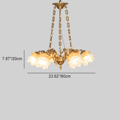 Traditional Vintage Angel Flower Copper Glass 1/3/6 Light Chandelier For Bedroom