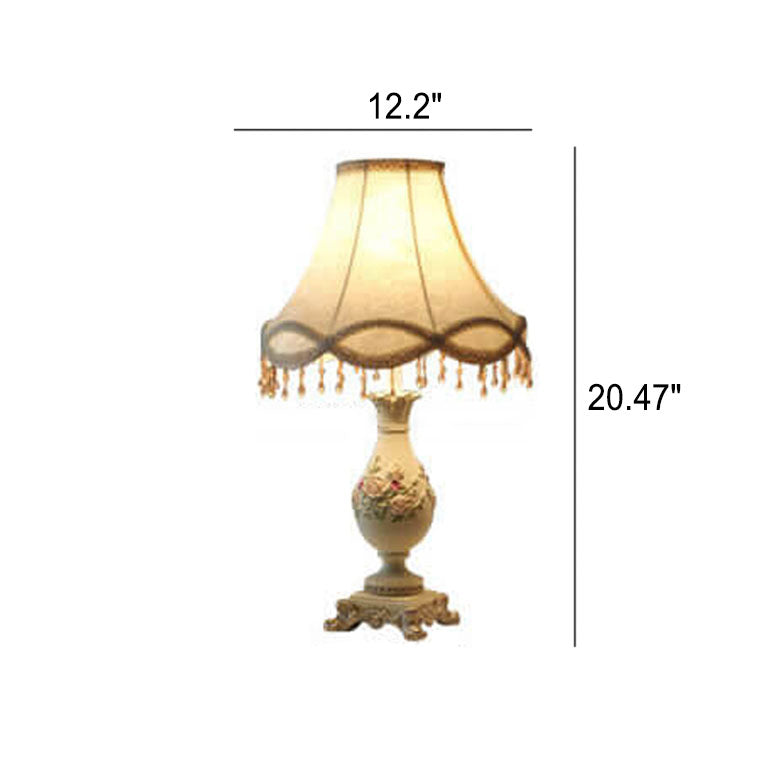 European Court Fabric Cone Resin Base 1-Light Table Lamp