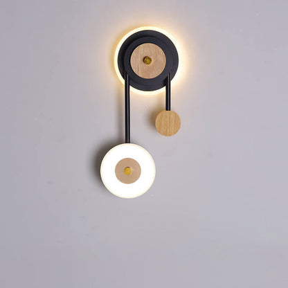 Nordic Creative Round Wood Acrylic Ring LED Wall Sconce Lamp