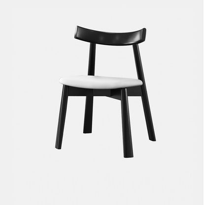 Contemporary Nordic Square Upholstered Curved Microfiber Leather Wood Dining Chair Backrest For Dining Room