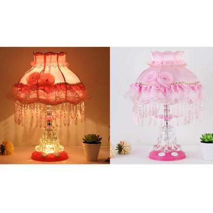 European Style Wedding Fabric Glass 1-Light Table Lamp