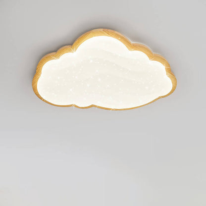 Modern Creative Pure White Cloud Star Wooden Acrylic LED Flush Mount Light