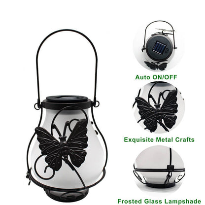 Solar Outdoor Glass Flame Oval Cage LED Courtyard Decorative Landscape Light