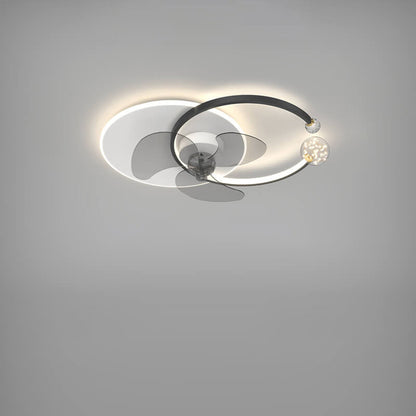 مروحة LED فاخرة بتصميم حلقة مزدوجة مثبتة على الحائط