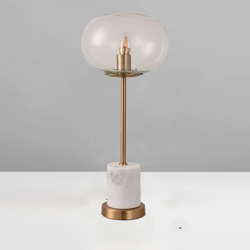 Modern Creative Glass Orb Marble Base 1-Light LED Table Lamp