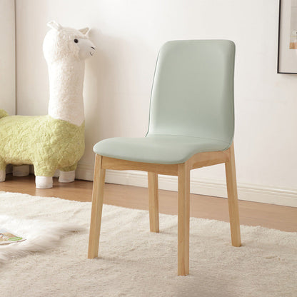 Contemporary Nordic Square Faux Leather Wood Frame Dining Chair Backrest For Dining Room