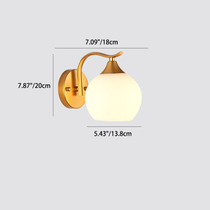 Modern Simplicity Iron Glass Ball 1/2 Light Wall Sconce Lamp For Bedside