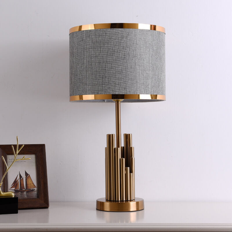 Modern Fabric Light Luxury Simple Cylindrical Design 1-Light Table Lamp