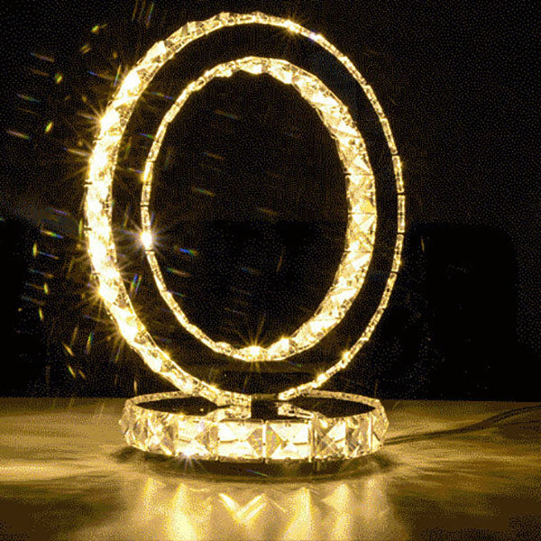 Luxury Crystal Round Stainless Steel LED Table Lamp
