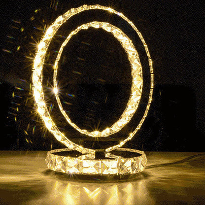 Luxury Crystal Round Stainless Steel LED Table Lamp