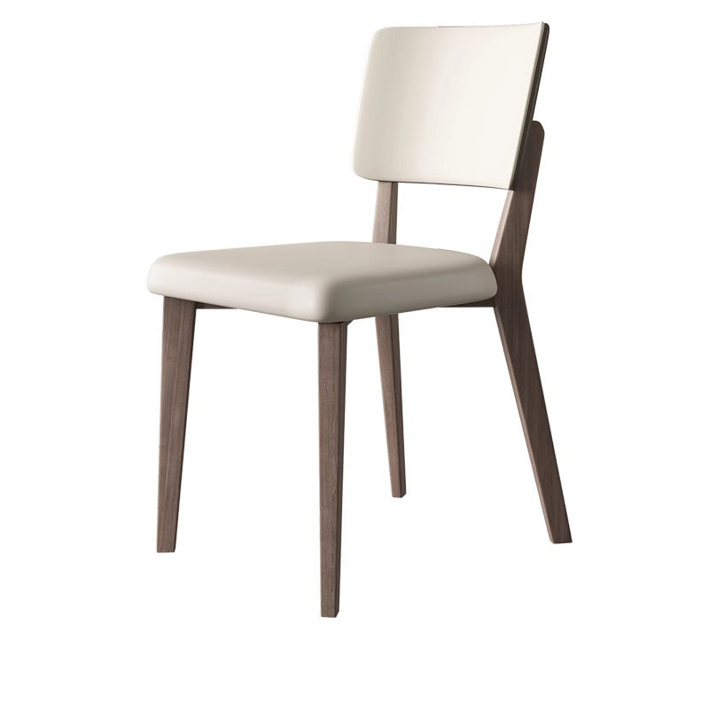 Contemporary Nordic Square PU Leather Solid Wood Frame Dining Chair Backrest For Dining Room