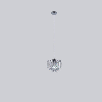 Nordic Light Luxury Round Iron Crystal String 1-Light Pendant Light
