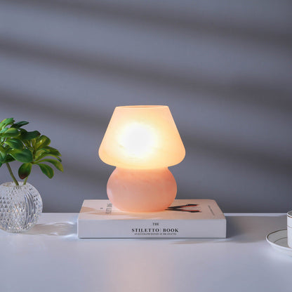 Modern Simplicity Glass Mushroom 1-Light Table Lamp For Bedroom