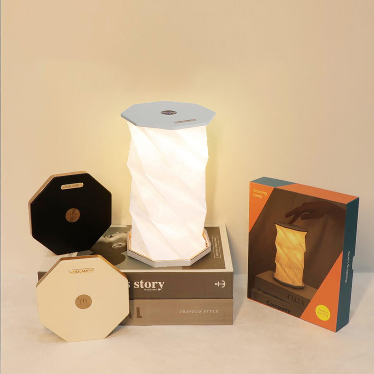 Creative Rotating Foldable Wooden Touch LED Decoration Night Light Table Lamp