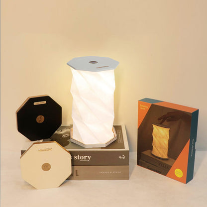 Creative Rotating Foldable Wooden Touch LED Decoration Night Light Table Lamp