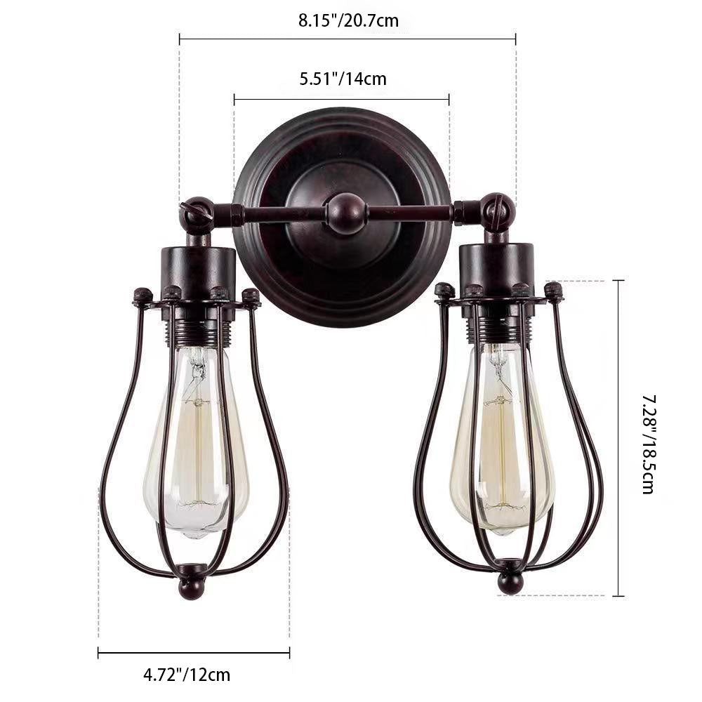 Traditional Colonial Gourd Iron 2-Light Wall Sconce Lamp For Living Room