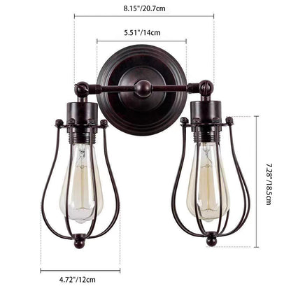 Traditional Colonial Gourd Iron 2-Light Wall Sconce Lamp For Living Room
