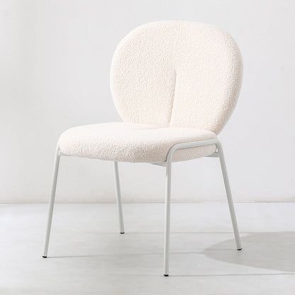 Contemporary Nordic Velvet Upholstered Metal Legs Vanity Stool Round Back For Bedroom