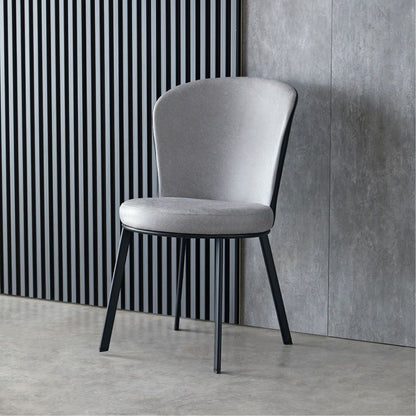 Contemporary Scandinavian Round Cushion Faux Leather Carbon Steel Dining Chair Backrest For Dining Room