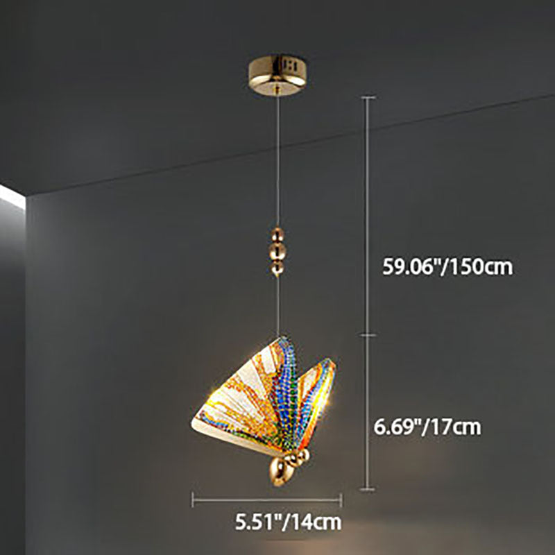 Modern Luxury Acrylic Butterfly Zinc Alloy Iron Frame LED Pendant Light For Bedroom