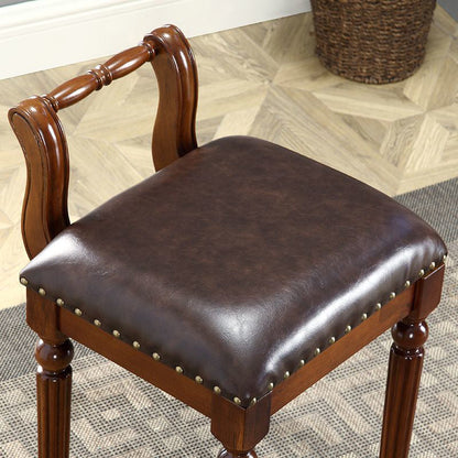 Traditional European Square Tufted Microfiber Leather Upholstered Vanity Stool Low Back For Bedroom
