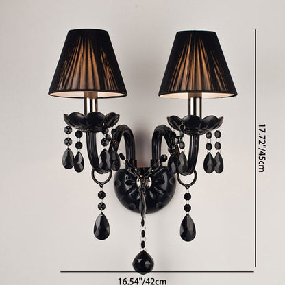 Traditional European Round Table Petal Shaped Crystal Glass 1/2 Light Wall Sconce Lamp For Living Room