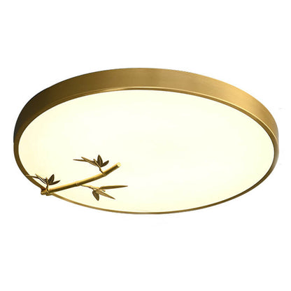 Modern Round Bamboo Pattern LED Flush Mount Ceiling Light