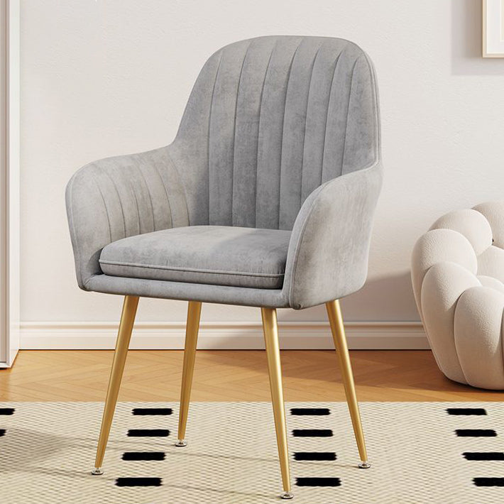 Contemporary Scandinavian Velvet PU Leather Sponge Emulsion Metal Square Vanity Stool Backrest Armrest For Bedroom