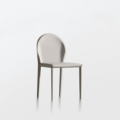 Modern Minimalist Square Half Oval Faux Leather Metal Dining Chair Backrest For Dining Room
