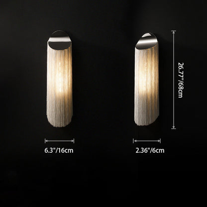 Contemporary Nordic Cylinder Tassel Hardware Plating 1-Light Wall Sconce Lamp For Bedroom