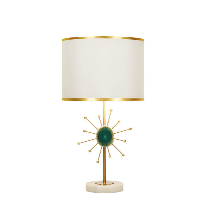 European Light Luxury Fabric Agate Base 1-Light Table Lamp