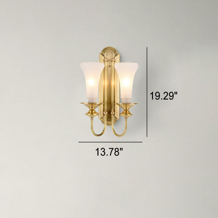 Modern Light Luxury All Copper Glass Petals 1/2-Light Wall Sconce Lamp