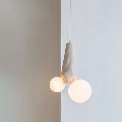Contemporary Creative Orb Irregular Cylinder Resin PE 2-Light Pendant Light For Living Room