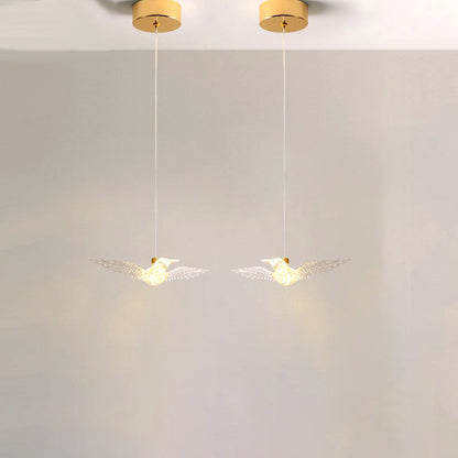 Modern Luxury Bird Iron Acrylic LED Pendant Light For Bedroom