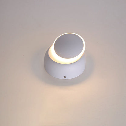 Modern Minimalist Round Rotatable Aluminum PC LED Wall Sconce Lamp For Bedroom