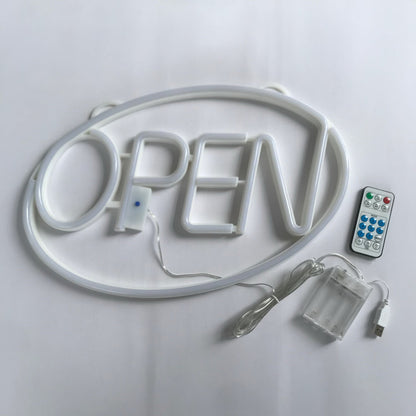 Modern Art Deco Waterproof PS OPEN LED Outdoor Hanging Neon Wall Sconce Lamp For Dining Room