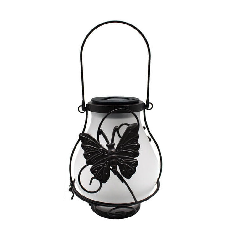 Solar Outdoor Glass Flame Oval Cage LED Courtyard Decorative Landscape Light