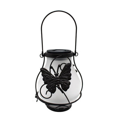 Solar Outdoor Glass Flame Oval Cage LED Courtyard Decorative Landscape Light