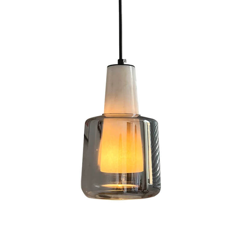 Nordic Minimalist Marble Glass Jar 1-Light Pendant Light