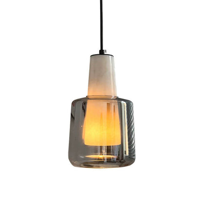 Nordic Minimalist Marble Glass Jar 1-Light Pendant Light