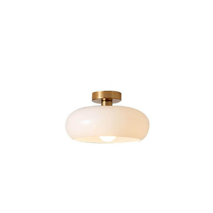 Modern Retro Round Solid Color Glass Electroplated Copper  1-Light Pendant Light Flush Mount Light