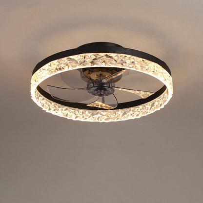 Modern Circle Ring LED Semi-Flush Mount Ceiling Fan Light