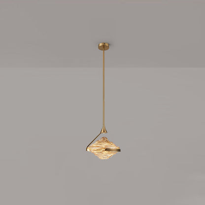 Modern Minimalist Irregular Diamond Iron Glass LED Pendant Light For Bedroom
