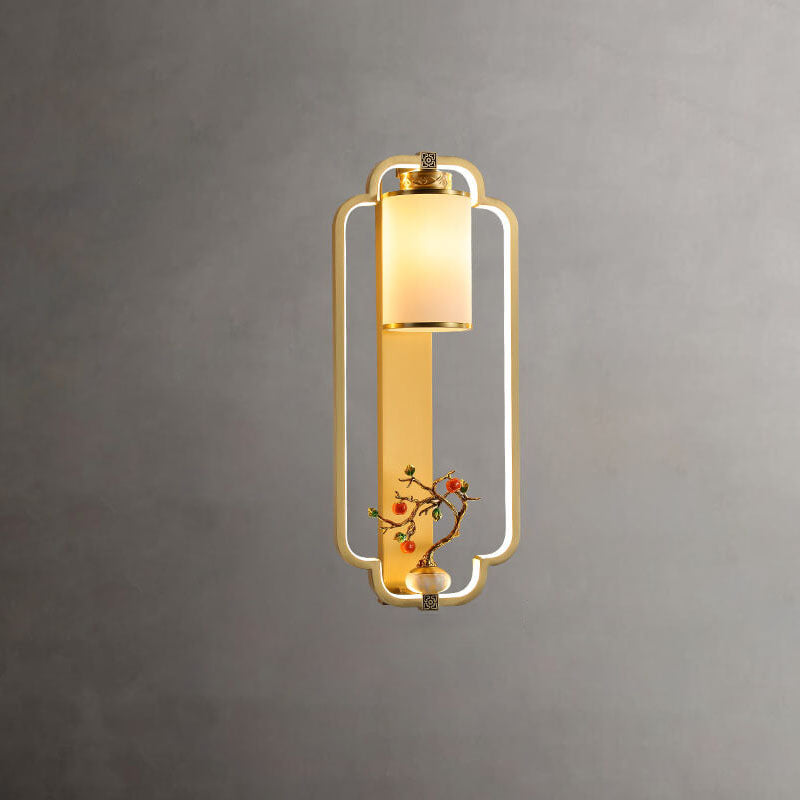 مصباح حائط LED بتصميم عقدة حلقية من النحاس الصيني الحديث 