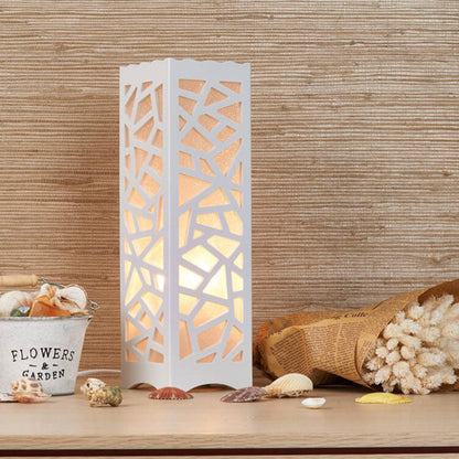 Modern Creative Hollow Carved Square Column 1-Light Table Lamp