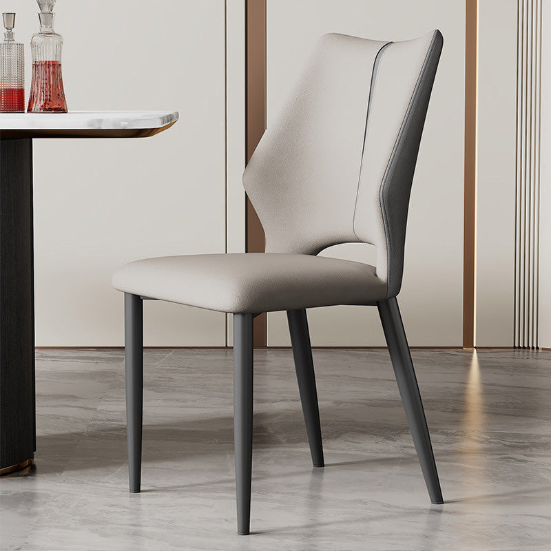 Contemporary Luxury Square Microfiber PU Leather Carbon Steel Dining Chair Backrest For Dining Room