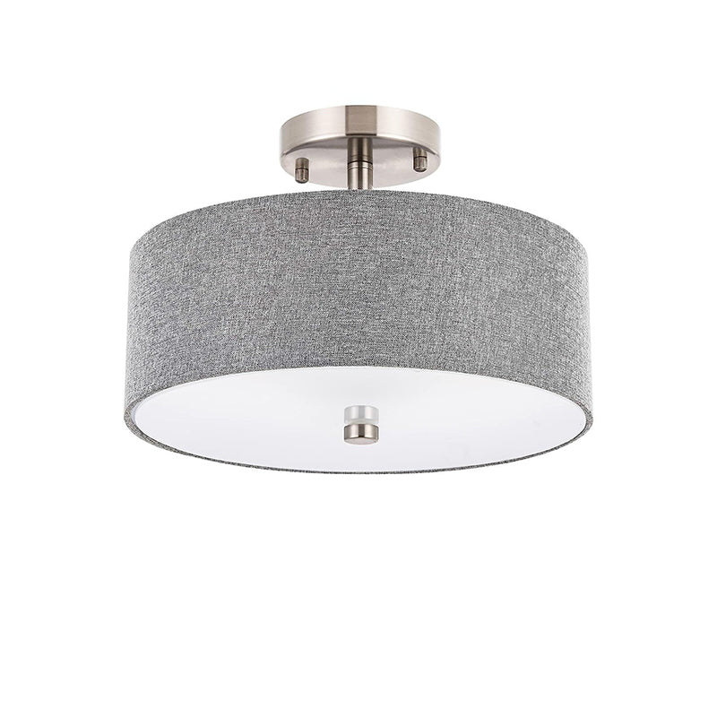 Modern Transitional Aged Brass Electroplated Base Fabric Cylinder Shade 3-Light Chandelier For Living Room